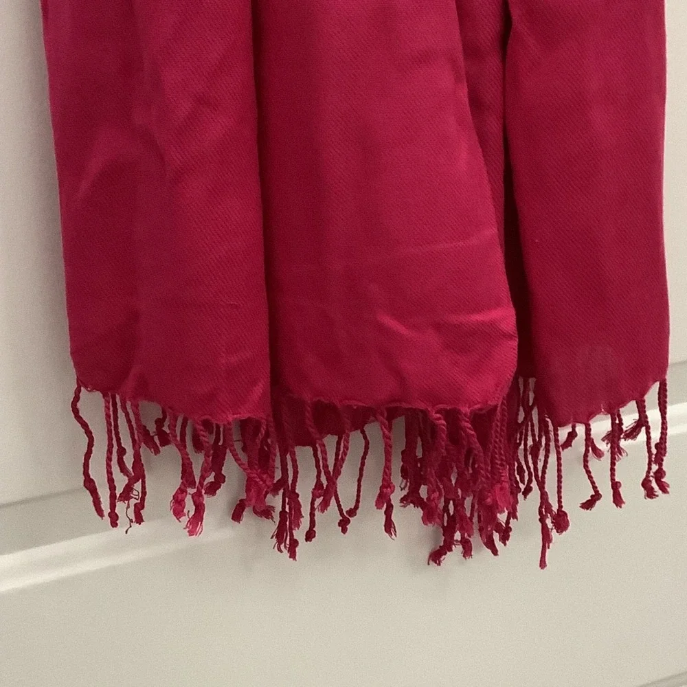 Solid Pink Scarf‎ Shawl Wrap w/ Fringe 68 x 25